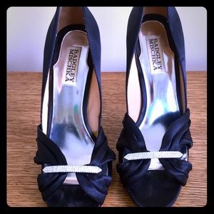 Badgley Mischka Peep Toe Heels w/ Rhinestones